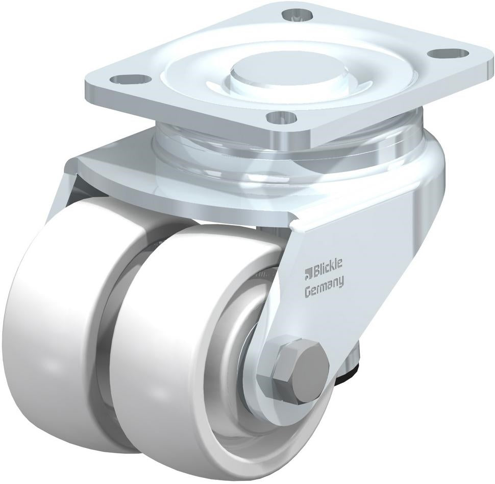 3" x 2 x 1-1/4"" Nylon Wheel - Blickle Leveling Caster with Integrated Truck Lock - 1,320 lbs Capacity (1 Piece) Blickle