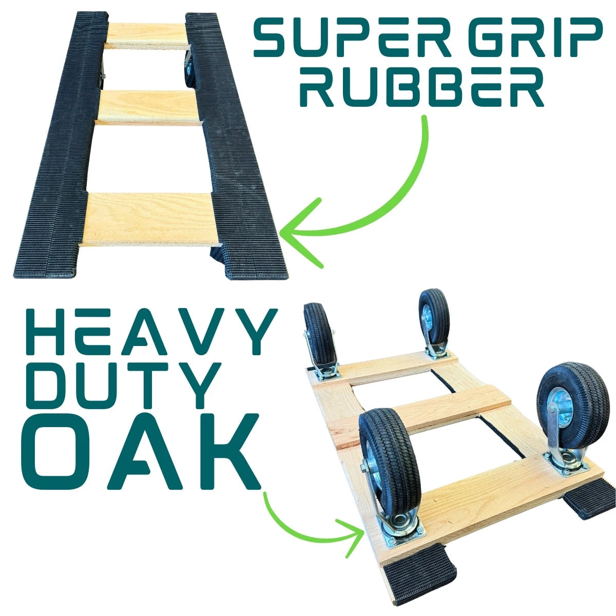 Premium Solid Oak Hot Tub Dolly - 1400 lbs Capacity | 50 Inch x 28 Inch | Pneumatic Casters | Off Road | USA-Made CasterHQ