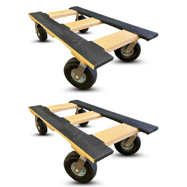 Heavy Duty Oak HVAC Dolly 2-Pack - 1400 lbs Capacity Each | Pneumatic Casters | All-Terrain | USA-Made CasterHQ