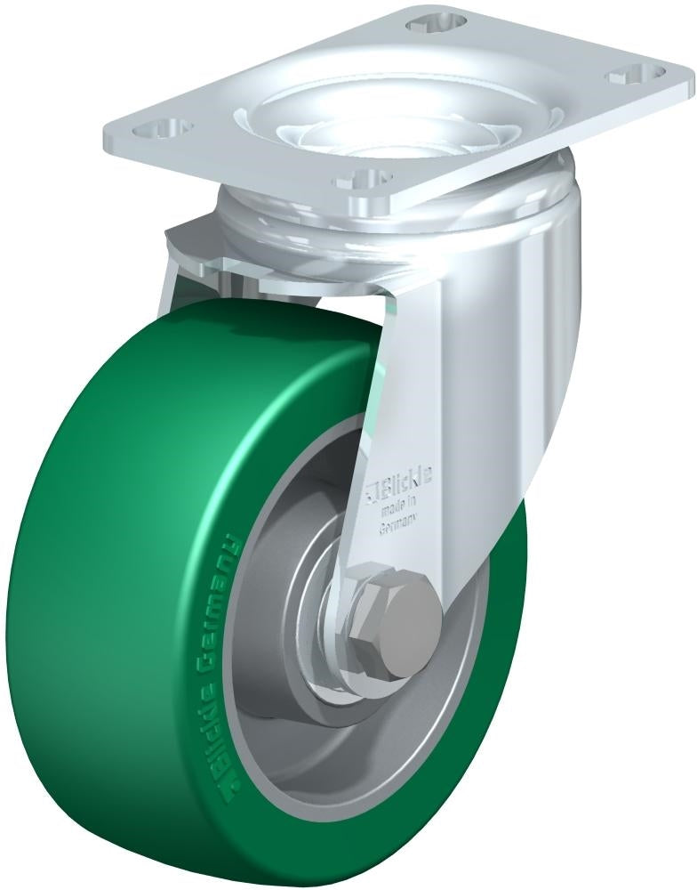 L-ALST 100K-12 - 4-Inch Swivel Casters with 550 lbs Load Capacity - Durable Blickle Softhane Polyurethane Elastomer Wheels with Ball Bearing Swivel Head Blickle