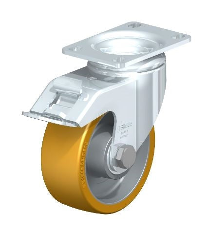 L-ALTH 100K-12-FI - Blickle 4 Inch Swivel Caster with Brake – 615 lbs Load Capacity, Durable Polyurethane Wheels, Precision Ball Bearings Blickle