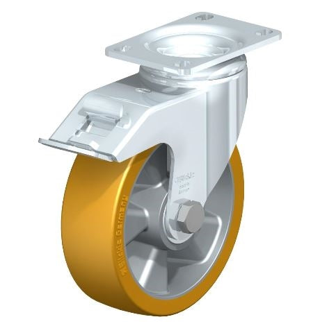 L-ALTH 125K-12-FI - Blickle 5-Inch Swivel Caster with Brake - 550 lbs Load Capacity, Ball Bearings, Durable Extrathane Polyurethane Wheels Blickle