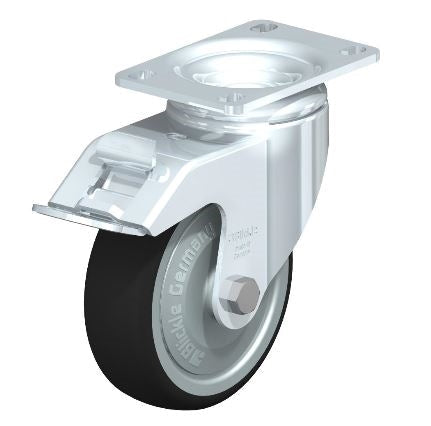 L-PATH 100K-12-FI-FK 4 x 1-1/4 Swivel Caster with Brake - High Load Capacity of 440 lbs for Superior Industrial Mobility Blickle