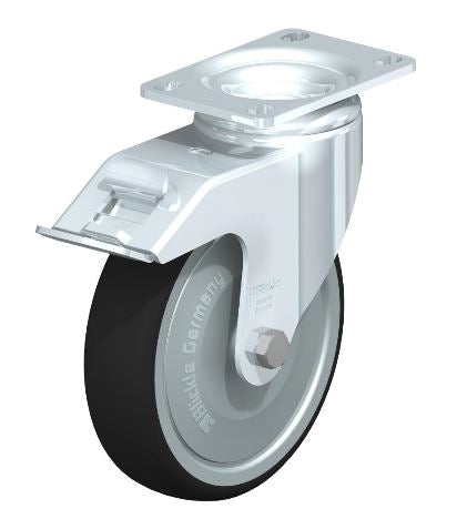 L-PATH 125K-12-FI-FK - Blickle 5-Inch Swivel Caster with Brake - 1760 lbs Load Capacity, Ball Bearing Swivel, Durable Thermoplastic Wheels Blickle