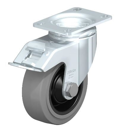 L-POEV 100K-12-FI-SG-FK 4 Inch Swivel Caster with Brake, 440 lbs Load Capacity, Ball Bearings - Durable & Reliable Mobility Solution Blickle