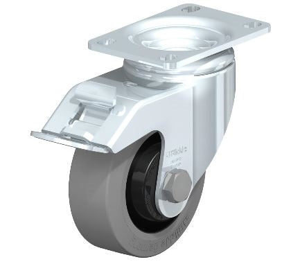 L-POEV 89K-12-FI-SG-FK Swivel Caster with Brake, 3-1/2" x 1-1/4", 355 lbs Load Capacity - Durable Ball Bearing Wheels for Enhanced Mobility Blickle