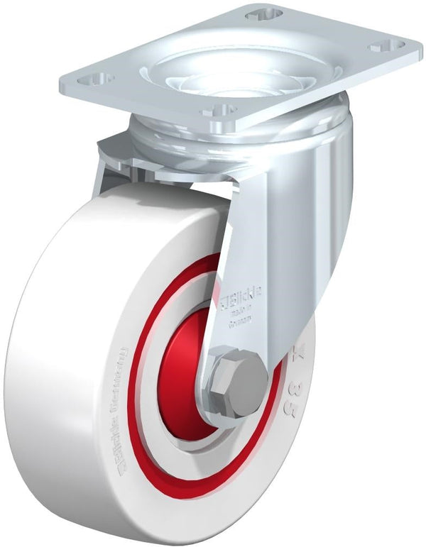 L-POW 100K-12-FK 4 x 1-3/8 Swivel Caster - High Load Capacity of 400 lbs - Superior Mobility for Industrial Applications Blickle