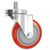 5 Inch x 1.25 Inch Red Polyurethane Swivel Stem Caster - 350 lbs Capacity | Polyolefin Core