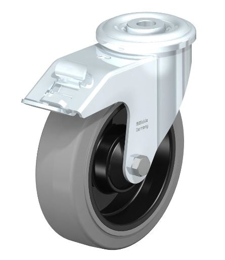 LER-POEV 125K-FI-SG 5″ x 1-9/16″ Swivel Caster with Brake - High Load Capacity of 330 lbs - Ideal for Enhanced Mobility and Control Blickle