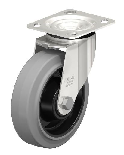 LEX-POEV 160XKA-14-SG 6-5/16 Swivel Caster - 660 lbs Load Capacity, Plain Bore Wheel for Heavy-Duty Use Blickle