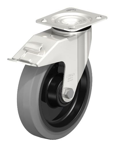 LEX-POEV 200XKA-14-FI-SG 8x2 Inch Swivel Caster with Brake - 660 lbs Load Capacity, Durable Polyurethane Wheel Blickle