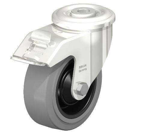 LEXR-POEV 100XKA-FI-SG 4 Inch Swivel Caster with Brake - 330 lbs Load Capacity, Ball Bearings, Secure Lock Blickle
