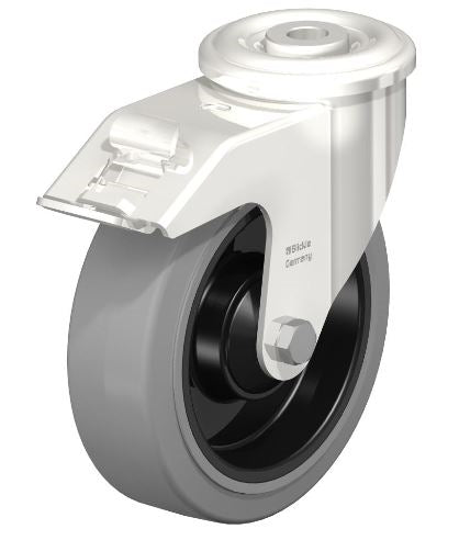 LEXR-POEV 125XKA-FI-SG Swivel Caster with Brake, 5 Inch Wheel - 330 lbs Load Capacity, Ball Bearings for Smooth Mobility Blickle