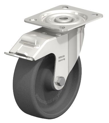 Blickle LIX-POHI 125G-FI-OF-XAT Stainless Steel Swivel Caster with Heat-Resistant Nylon Wheel and Stop-Fix Brake Blickle