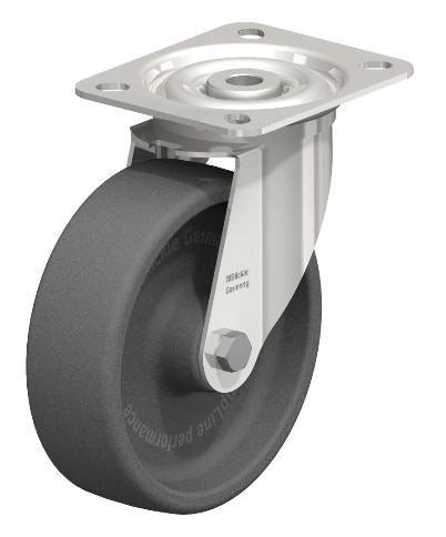 Blickle LIX-POHI 125G-OF-XAT Stainless Steel Swivel Caster 5" x 1-9/16" - Heat-resistant, 1760 lbs Load Capacity with Precision Ball Bearing for Industrial & Medical Use Blickle