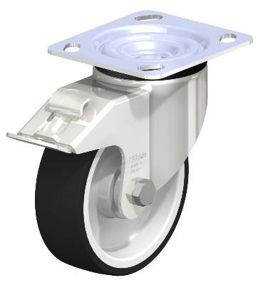 LKX-POTH 125KD-14-FI - Blickle 5" Swivel Caster with Brake – 770 Lbs Load Capacity, Stainless Steel & Polyurethane Wheels, Ball Bearing Blickle