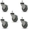 5-Pack 3-Inch Chrome Casters - Soft Thermo Rubber Gray Wheels for Chairs & Furniture CasterHQ