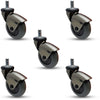 5-Pack 3" Space Gray Chrome Casters for Chairs & Furniture - Durable Gray Rubber Wheels CasterHQ