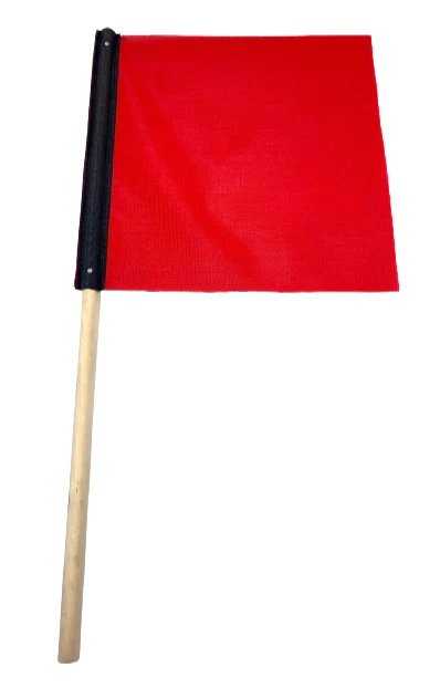 M-FLAG 18x18 Safety Warning Flag with Wood Handle - High Visibility Red for Construction and Traffic Management CasterHQ
