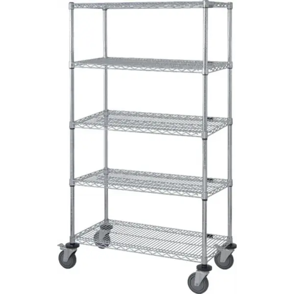 M1860C46-5 Mobile Wire Stem Caster Cart with 5 Shelves - Versatile Storage Solution -  | CasterHQ