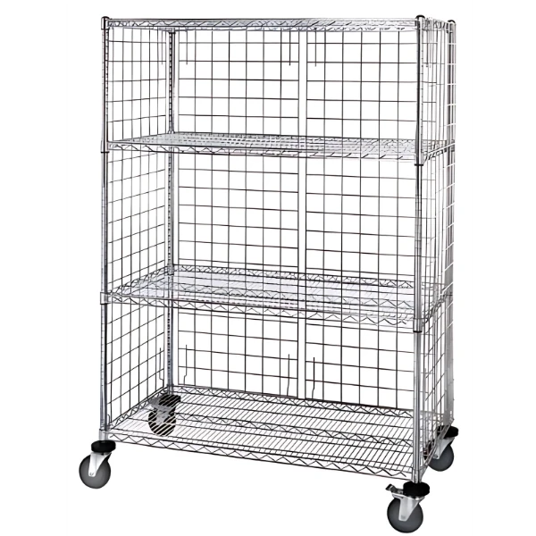 Quantum M2436C46E Mobile Enclosure Cart - 24"x36"x69" Wire Shelving Unit with 4 Shelves, 800 lbs Capacity Quantum