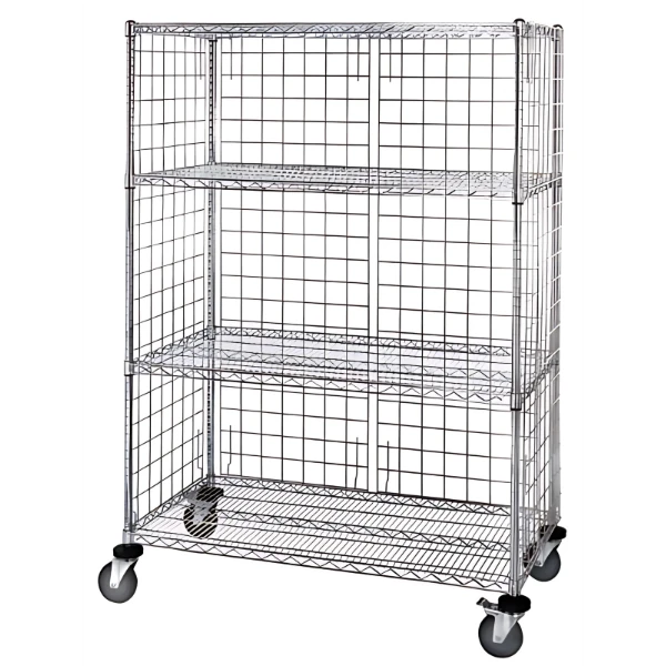 M2448C46E Wire Shelving Cart with Enclosure Panels - 800 lbs Capacity, 24" x 48" x 69" Quantum