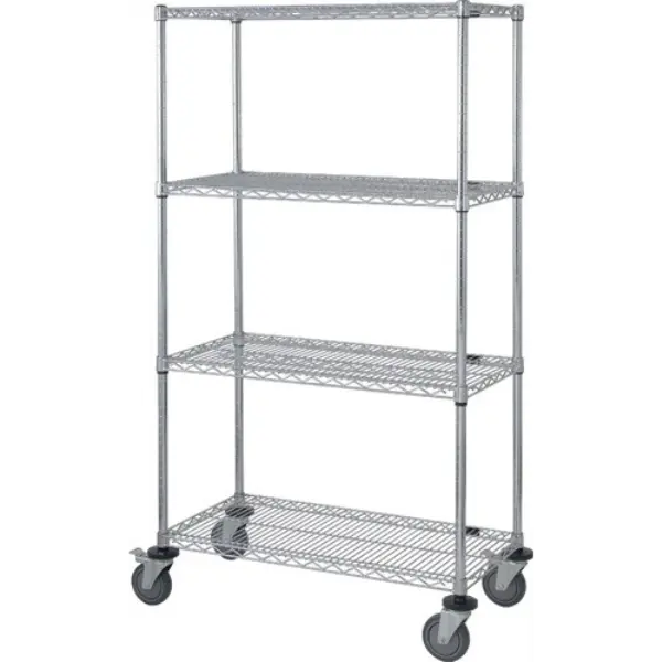 M2460C46 Stem Caster Cart: 4-Shelf Chrome Wire Storage Solution with 600 lbs Capacity -  | CasterHQ