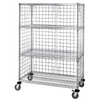 Quantum M2460C46E 4-Tier Wire Shelving Enclosure Cart with Casters, 600 lbs Capacity, Chrome Finish