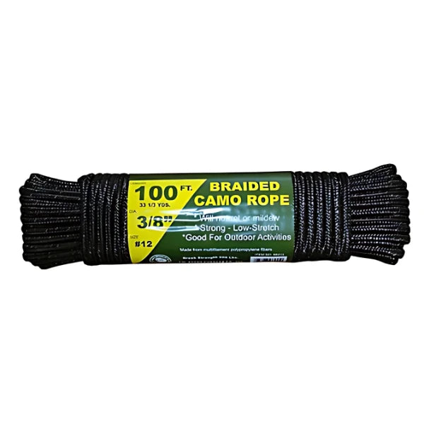 3/8" X 100' Camouflage Rope - Durable Braided Polypropylene for Outdoor Use, Camping, and Crafting - MA9170 American-Moving-Supplies