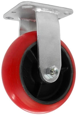 MEDIUM DUTY 5"X 2" CROWN POLYURETHANE ON IRON WHEEL - RIGID CASTER 800 lbs Capacity CasterHQ