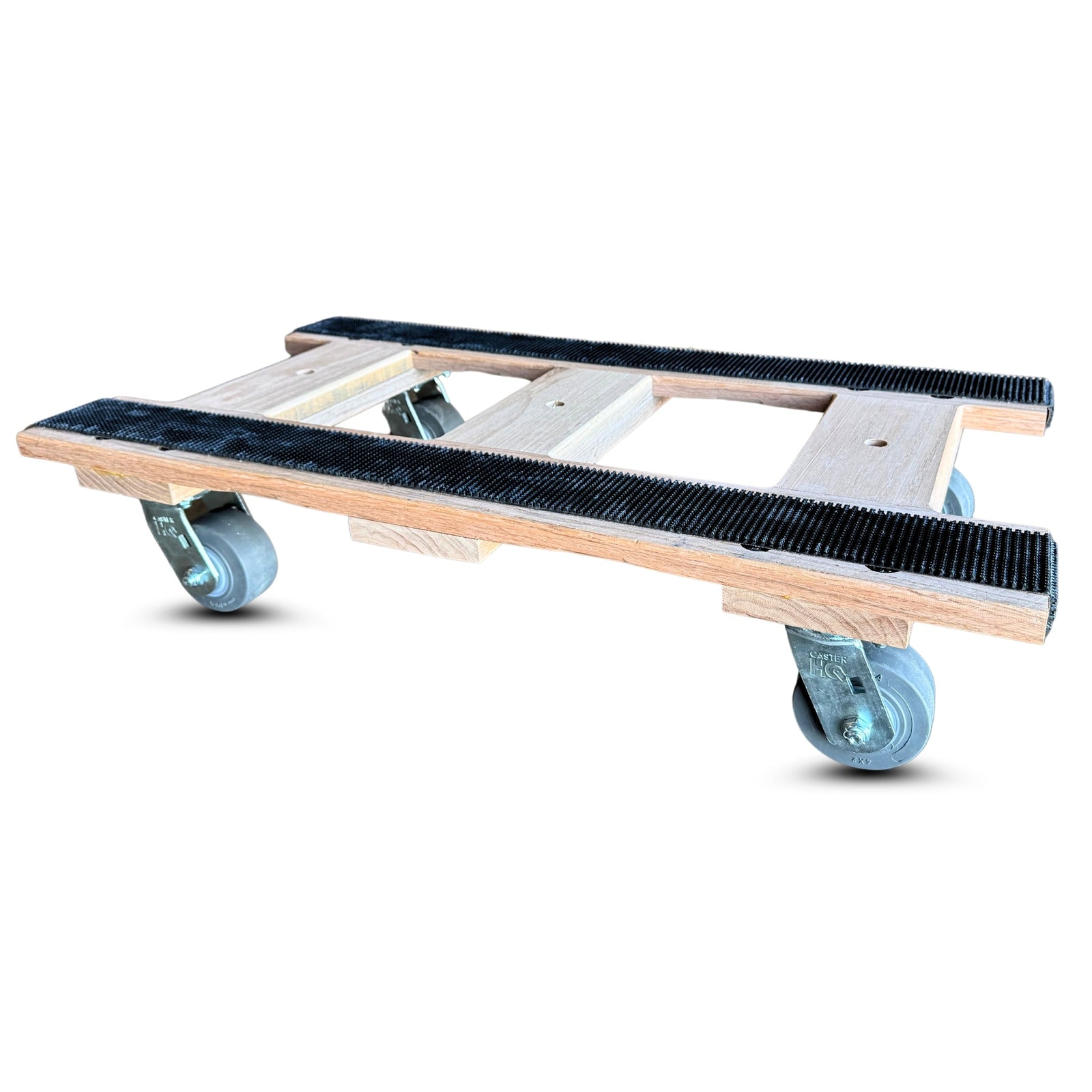 20 Inch x 36 Inch Oak H-Frame Furniture Dolly - 1800 lbs Capacity | 4 Inch Non-Marking Thermo Rubber Wheels | USA-Made CasterHQ