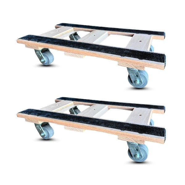 20 Inch x 36 Inch Oak H-Frame Furniture Dolly 2-Pack - 1800 lbs Capacity Each | 4 Inch Non-Marking Rubber Wheels | USA-Made CasterHQ