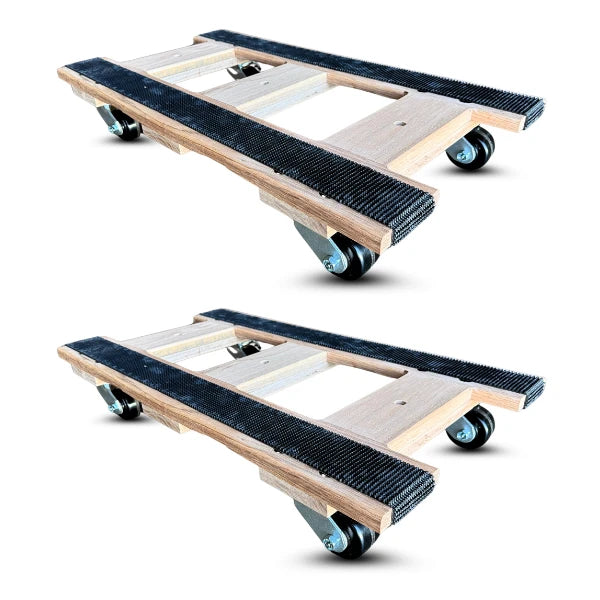 20 Inch x 36 Inch Heavy Duty Oak H-Frame Furniture Dolly 2-Pack - 2240 lbs Capacity Each | Phenolic Wheels | Non-Slip Rubber Top | USA-Made CasterHQ