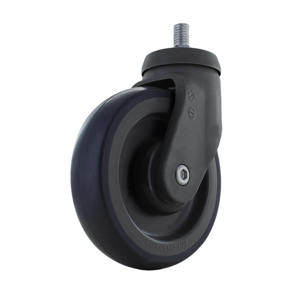 5 Inch x 1.25 Inch Shopping Cart Caster - Soft Rubber Gray Wheel | 200 lbs Capacity Swivel CasterHQ
