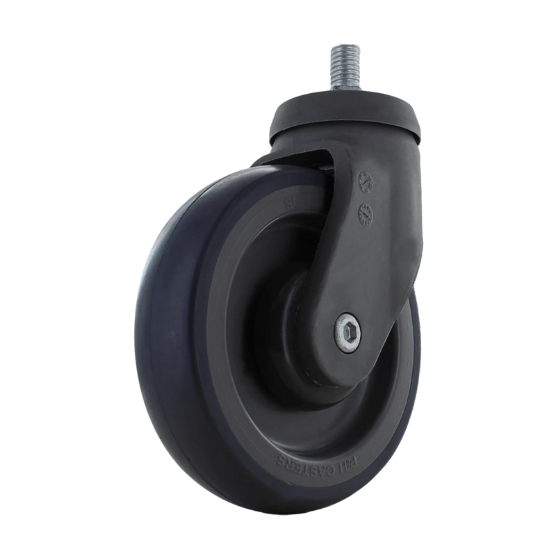 5 Inch x 1.25 Inch Shopping Cart Caster - Soft Rubber Gray Wheel | 200 lbs Capacity Swivel CasterHQ