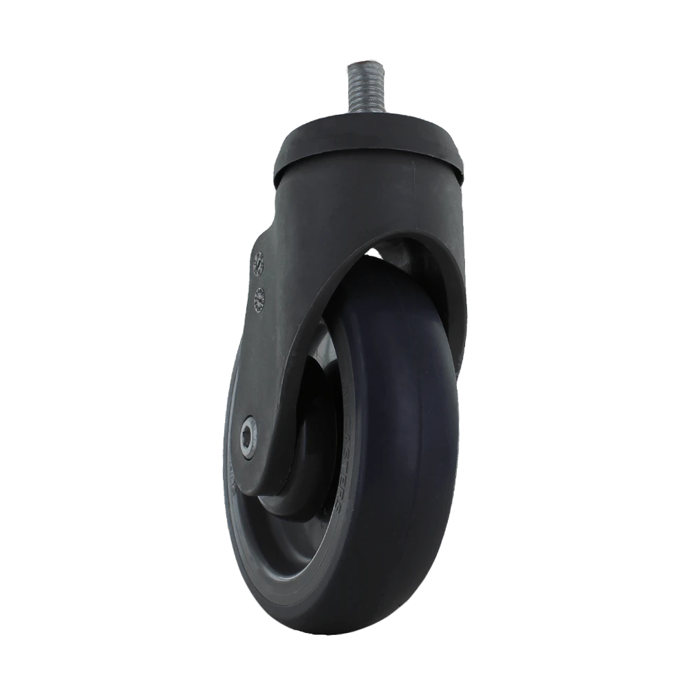5 Inch x 1.25 Inch Shopping Cart Caster - Soft Rubber Gray Wheel | 200 lbs Capacity Swivel CasterHQ