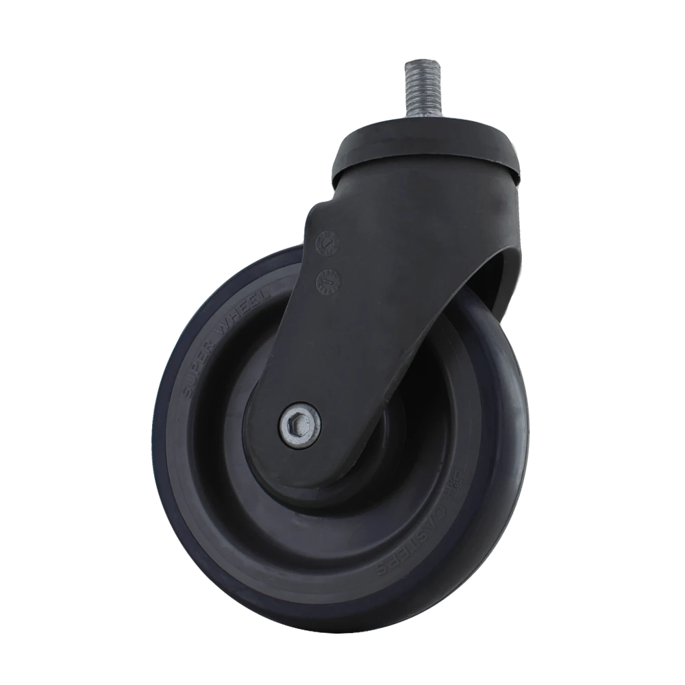 5 Inch x 1.25 Inch Shopping Cart Caster - Soft Rubber Gray Wheel | 200 lbs Capacity Swivel CasterHQ