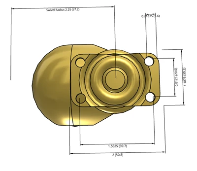 PBH20113MB-3ED-4 | Metalized Brass 2" Plate Caster | 2" x 1-3/16" Top Plate | 80 lbs Capacity CasterHQ