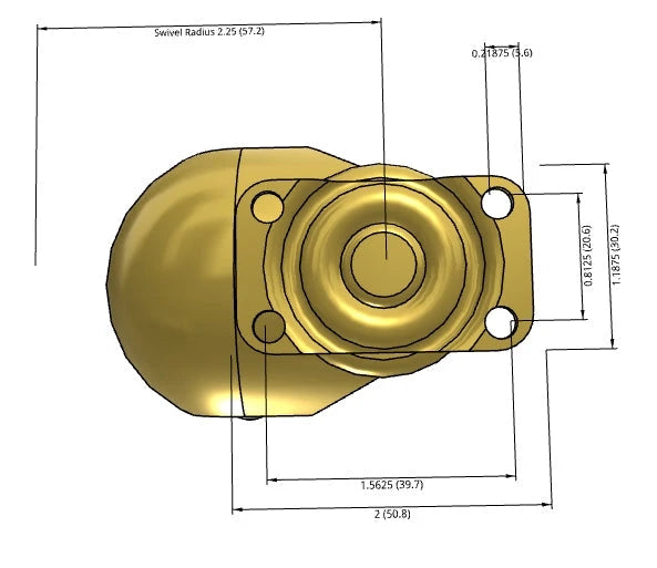 PBH20113WA-3ED-4 | Windsor Antique 2" Plate Caster | 2" x 1-3/16" Top Plate | 320 lbs Capacity per set of 4 CasterHQ