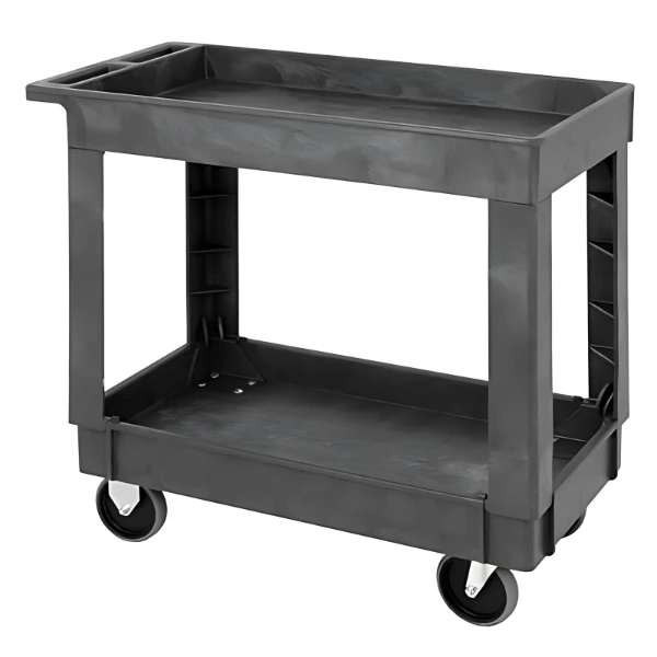 Heavy-Duty Polymer Mobile Cart - 550 lb Capacity, 2 Shelves Quantum