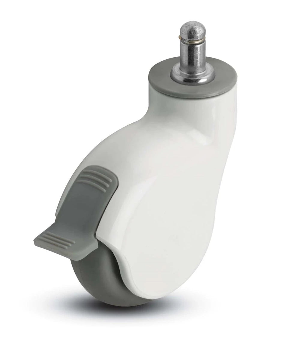 Genesis Series | 3" Grip Ring Stem Caster with Brake | White Nylon Body | 110 lbs Capacity LOGO