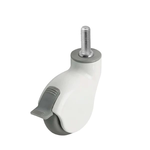 Faultless Medical 3" x 1" Monotech Rubber Swivel Caster with Tread Lock - 1/2"-13 x 1-1/2" Threaded Stem, 110 lbs Capacity | SKU: PGE30748WH-MNT33(GG)B Faultless