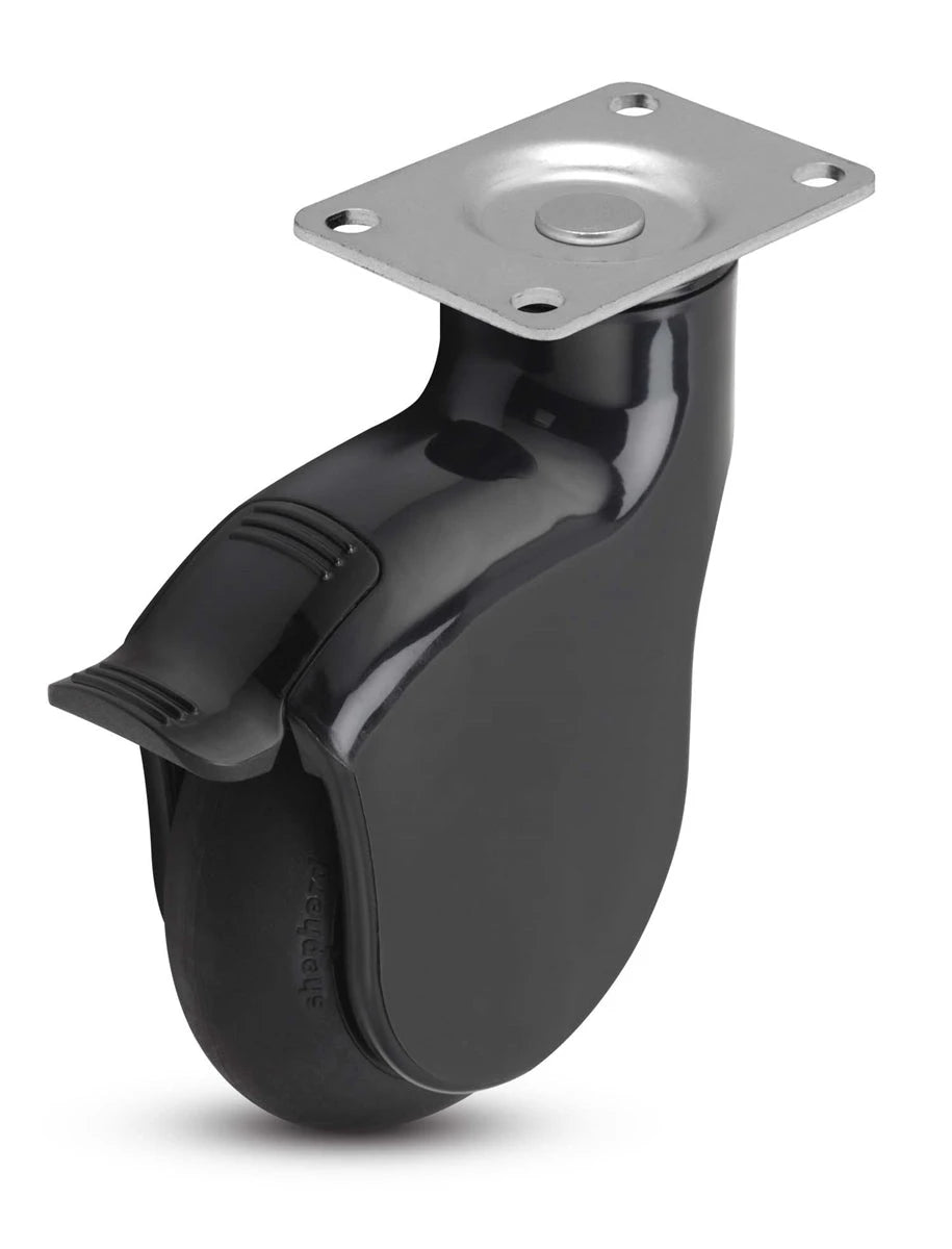 Genesis Series | 4" x 1-1/4" Swivel Caster with Brake | Black Nylon Body | 225 lbs Capacity LOGO