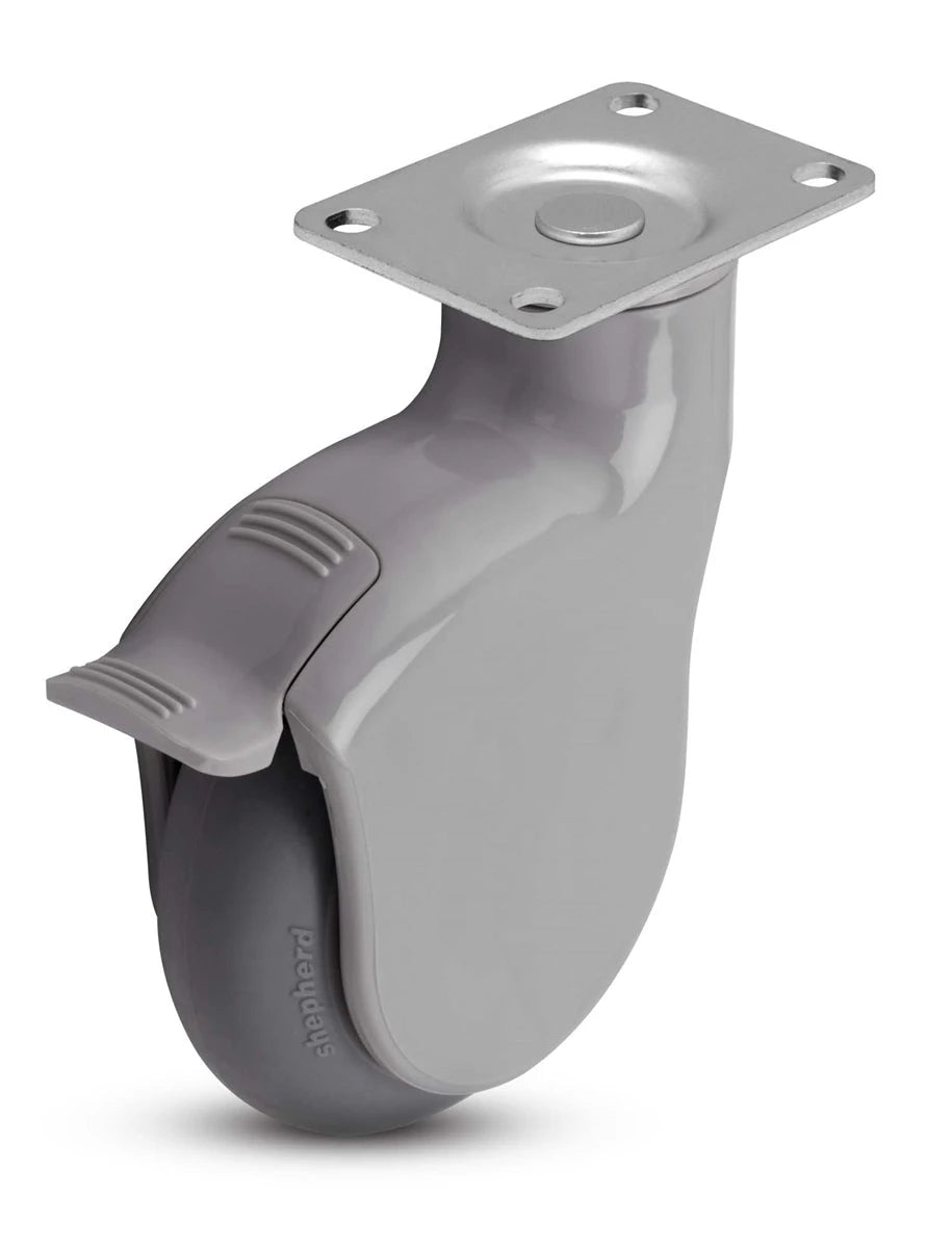 Genesis Series | 4" x 1-1/4" Swivel Caster with Brake | Gray Nylon Body | 225 lbs Capacity LOGO
