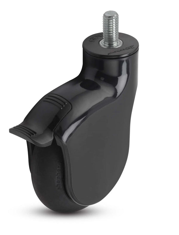 Genesis Series | 4" Threaded Stem Caster with Brake | Black Nylon Body | 225 lbs Capacity LOGO