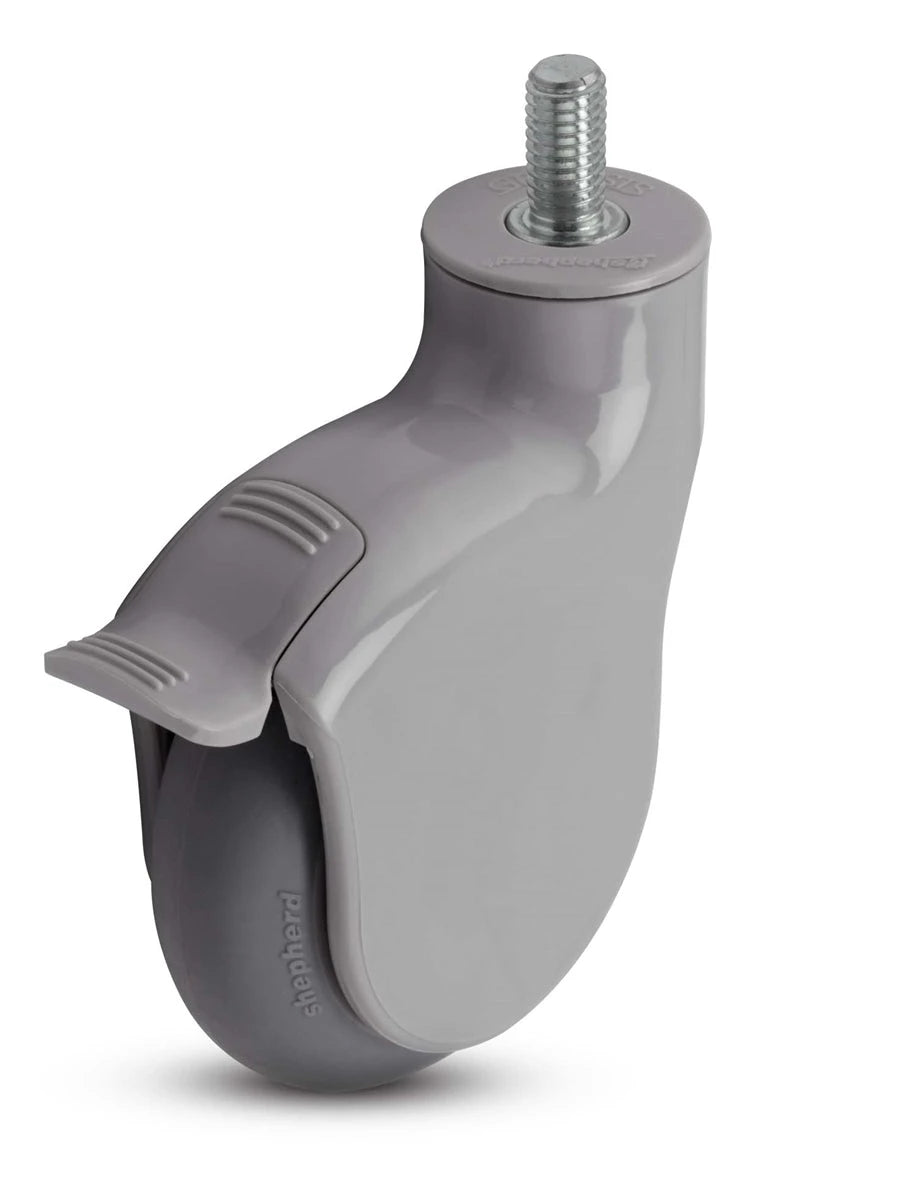Genesis Series | 4" Threaded Stem Caster with Brake | Gray Nylon Body | 225 lbs Capacity LOGO