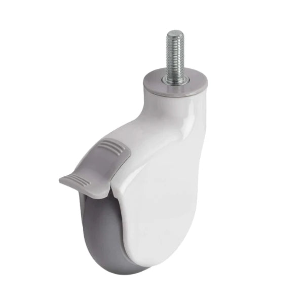 Faultless Medical 4" x 1-1/4" Monotech Rubber Swivel Caster with Tread Lock - 1/2"-13 x 1-1/2" Threaded Stem, 225 lbs Capacity | SKU: PGE40748WH-MNT63(GG)B Faultless