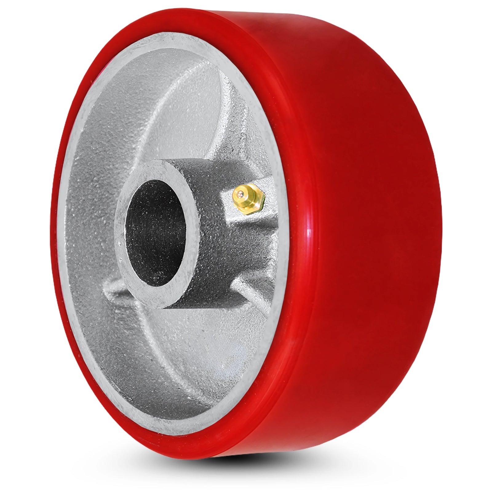 4" x 2" Red Polyurethane on Silver Cast Iron Core - 800 lbs Cap CasterHQ