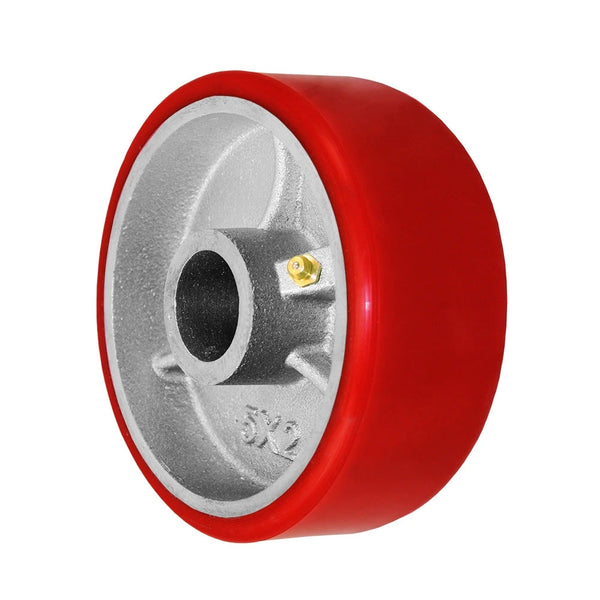 6" x 2" Red Polyurethane on Silver Cast Iron Core - 1,200 lbs Capacity CasterHQ