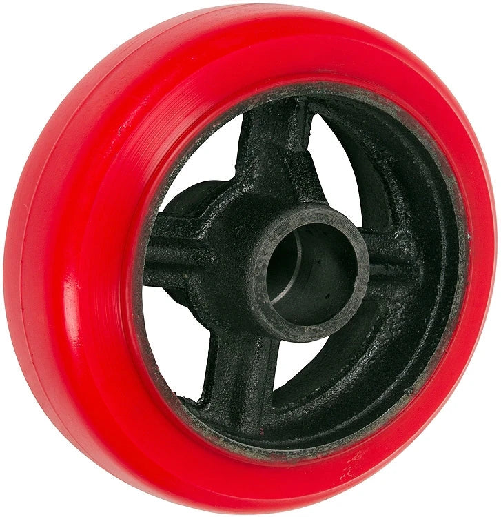 4" x 2" Crown Tread Red Polyurethane on Silver Cast Iron Core - 800 lbs Cap CasterHQ